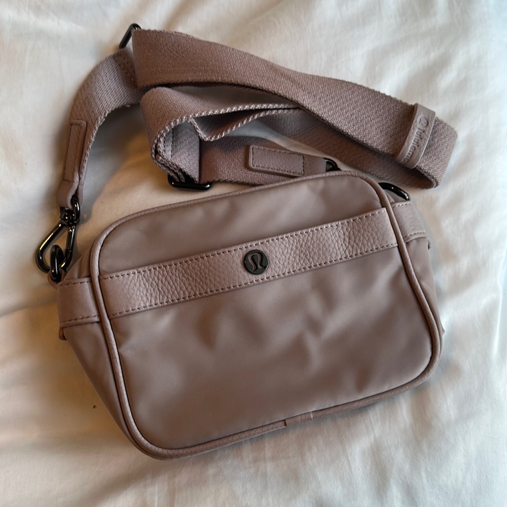 Camera bag- pink nylon and leather